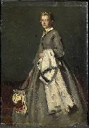 August Allebe Young woman oil painting